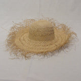 Straw Hat-BushyBrim-Paterned-Natural