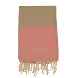 Beach Towel-Beige & Pink Dip