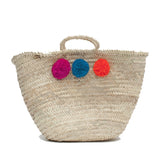 Baskets-Moroccan-Pom Pom-Fuchsia, Teal & Orange