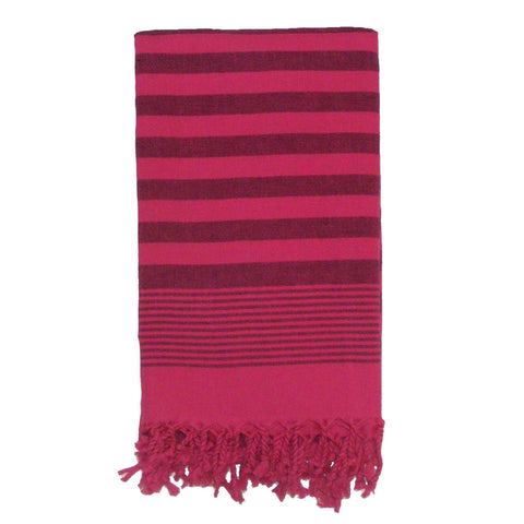 Beach Towel-Double Stripe-Fucsia